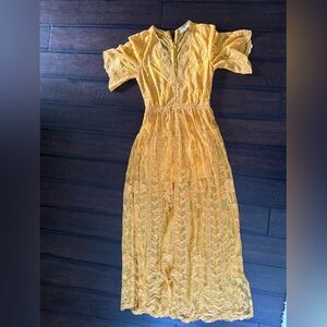 mustard yellow lace dress in XS